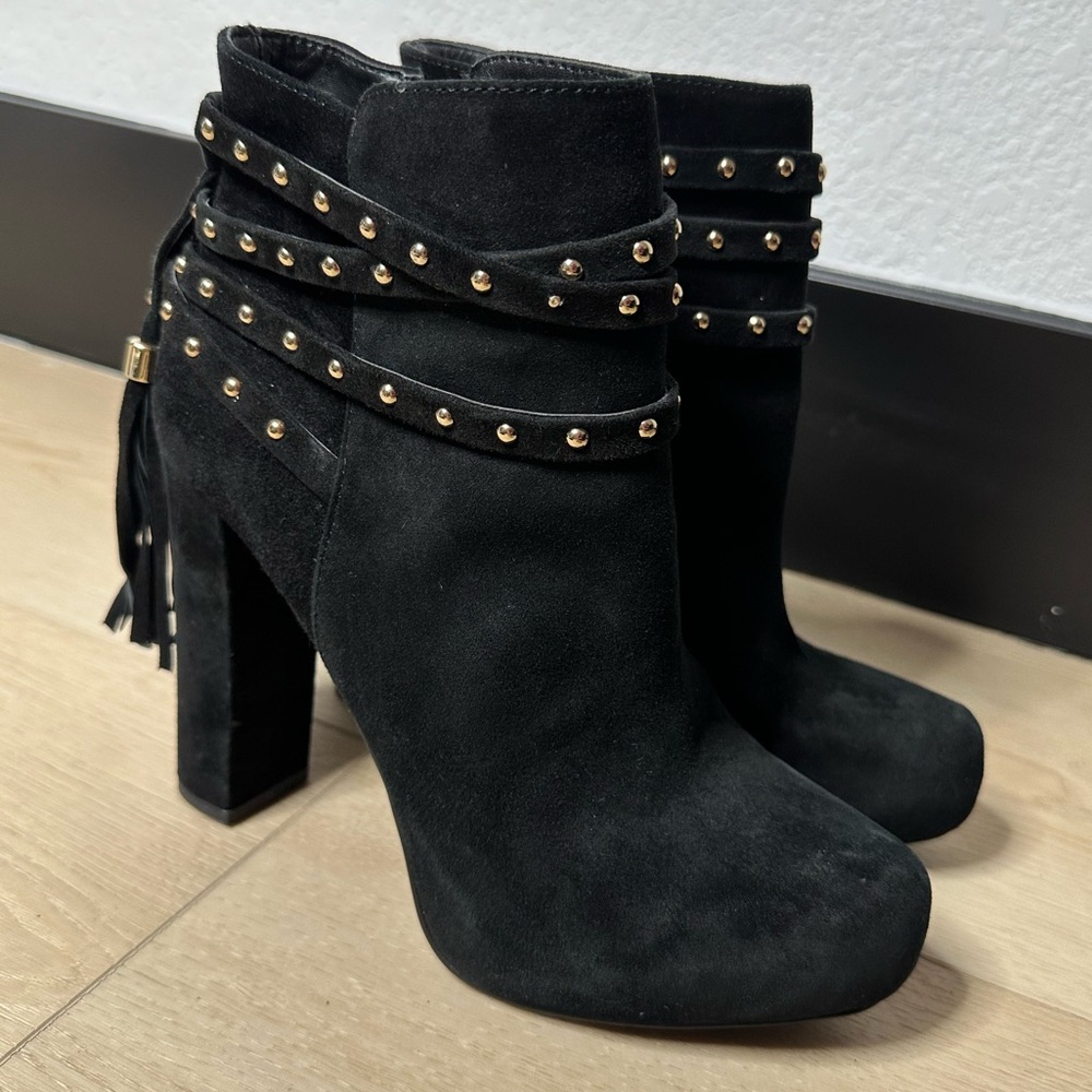 Jessica Simpson Black Suede Ankle Boots, Size 8